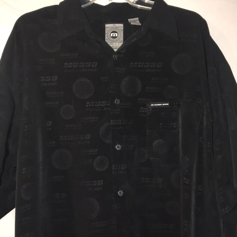 Usso Apparel Men's Black Short Sleeve Graphic Button Up Shirt Size‎ XL